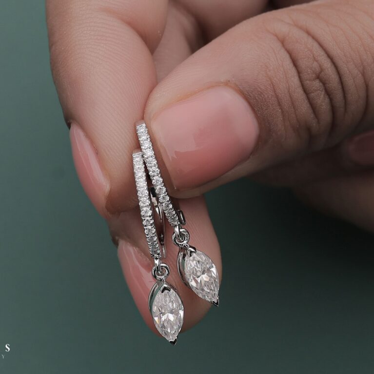 1.168 Ct Marquise Diamond Hoop Earing
