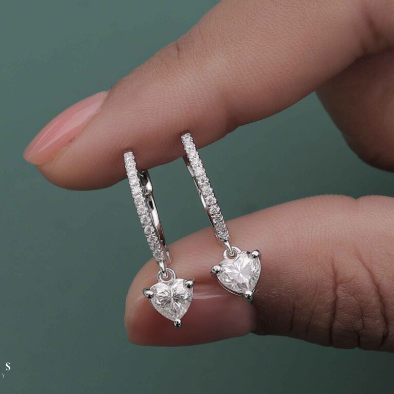 1.168 Ct Heart Diamond Hoop Earing