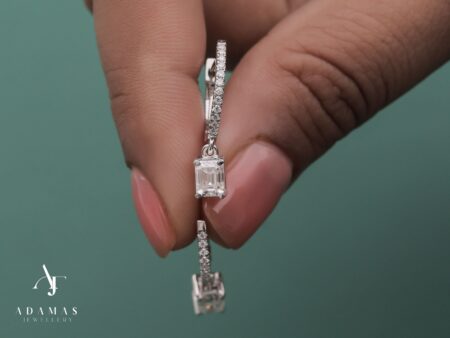 1.168 Ct Emrald  Diamond Hoop Earing